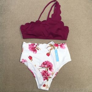 New w tags! CUPSHE One Shoulder Scalloped Bikini